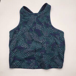 MTA SPORT Women's Small Sports Bra Athletic Wear Blue Green Criss Cross Back